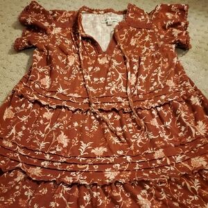 Knox Rose Rust Floral Mini Dress Size Small Feminine